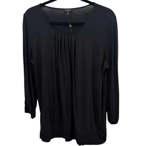 Talbots Rayon Lyocell Black Top Shirt Tunic Pin Tuck Details MP Long Sleeve NEW - Picture 9 of 9
